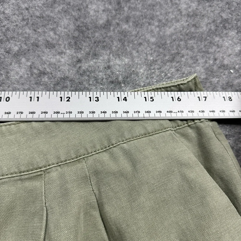 Joie Shorts Womens Large Green Cotton Linen Blend Pleated High Rise Casual Sage